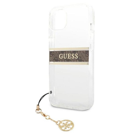 Guess 4G Stripe Brown Charm - Etui iPhone 13 (przezroczysty)