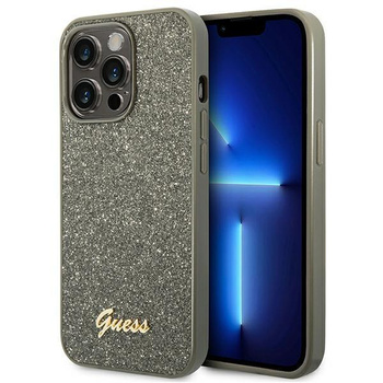 Guess Glitter Flakes Metal Logo Case – Etui iPhone 14 Pro (zielony)