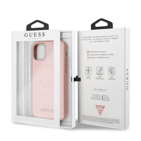 Guess Saffiano 4G Circle Logo - Etui iPhone 11 (różowy)