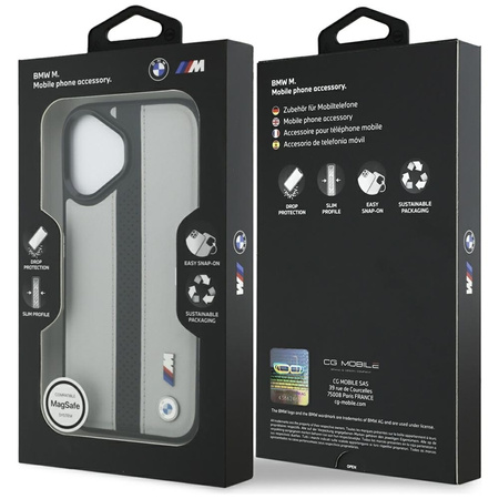 BMW M Perforated Stripe Logo MagSafe - Etui iPhone 17 (szary)