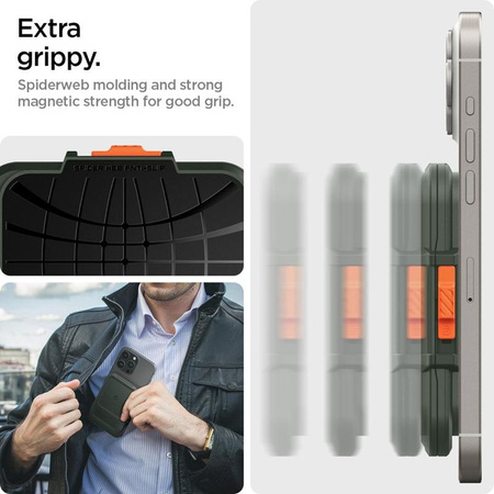 Spigen Lock Fit MagSafe - Portfel magnetyczny (Military Green)