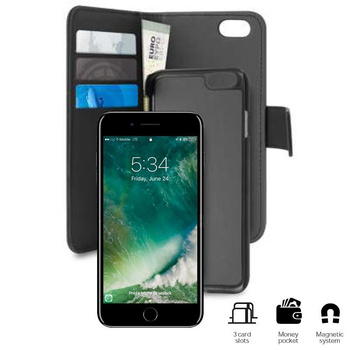 PURO Wallet Detachable - Etui 2w1 iPhone SE (2022 / 2020) / 8 / 7 / 6s (czarny)