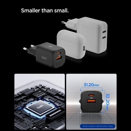 Spigen Essential EE352EU GaN Pro - Ładowarka sieciowa USB-C + USB-A 35W (Black)