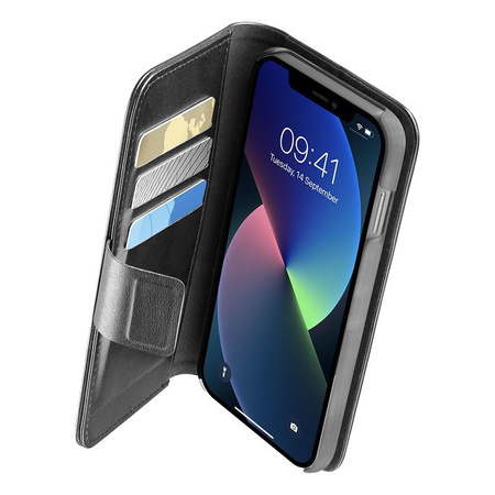 Cellularline Book Agenda - Etui iPhone 13 z powłoką MICROBAN (czarny)