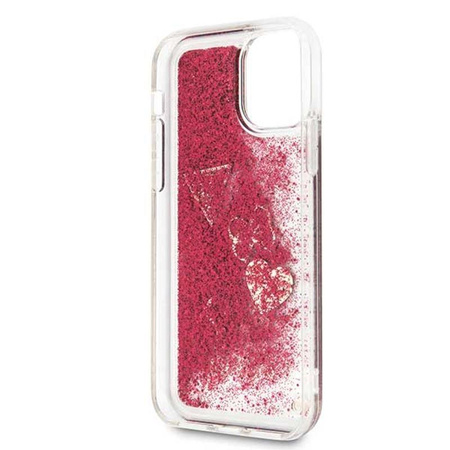 Guess Liquid Glitter Hearts - Etui iPhone 11 Pro (malinowy)