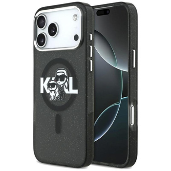 Karl Lagerfeld IML Glitter Karl & Choupette Sketch Logo MagSafe - Etui iPhone 17 Pro Max (czarny)