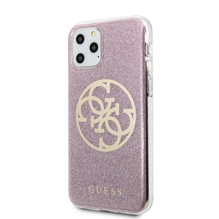 Guess Circle Glitter 4G - Etui iPhone 11 Pro (różowy)