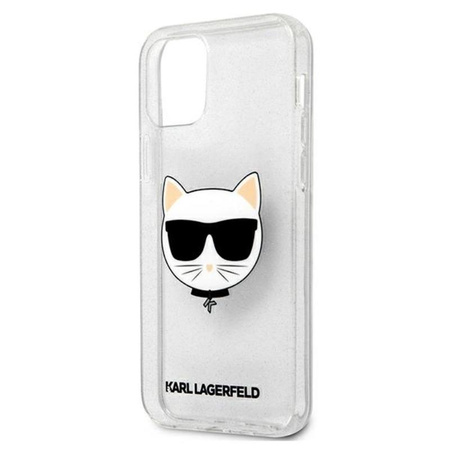 Karl Lagerfeld Choupette Head Glitter - Etui iPhone 12 Pro Max (srebrny)
