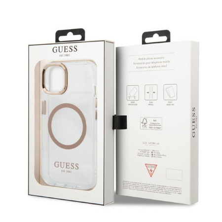 Guess Metal Outline Magsafe - Etui iPhone 13 (przezroczysty / złoty)