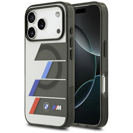 BMW M IML Metal Buttons Tricolor Lines MagSafe - Etui iPhone 17 Pro (antracyt)