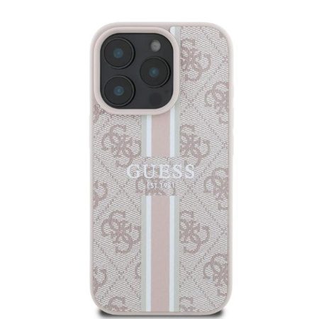 Guess 4G Printed Stripes MagSafe - Etui iPhone 16 Pro (różowy)