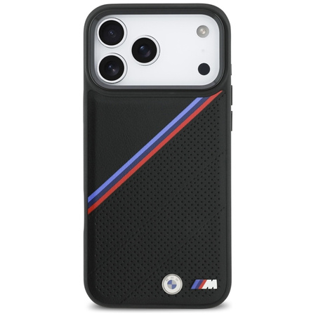 BMW M Tricolor Metal Logo MagSafe - Etui iPhone 17 Pro Max (czarny)