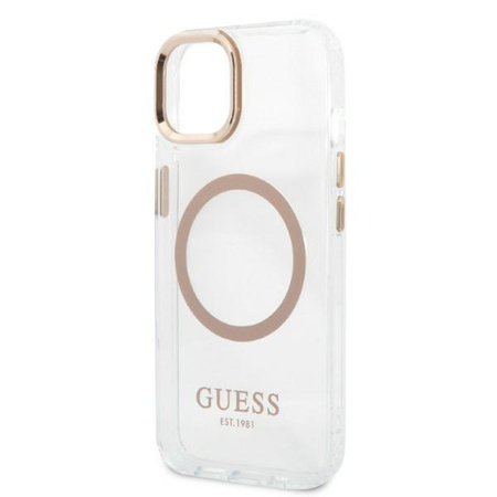 Guess Metal Outline Magsafe - Etui iPhone 13 (przezroczysty / złoty)