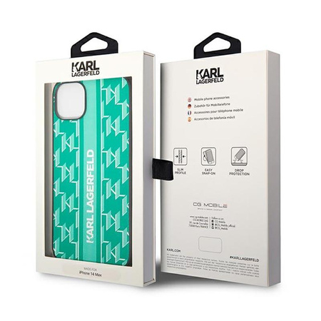 Karl Lagerfeld Monogram Stripe - Etui iPhone 14 (zielony)