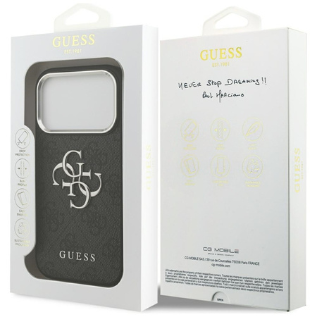 Guess 4G Big 4G Classic Logo - Etui iPhone 17 Pro (czarny / srebrny)