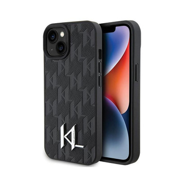 Karl Lagerfeld Leather Monogram Hot Stamp Metal Logo - Etui iPhone 15 (czarny)
