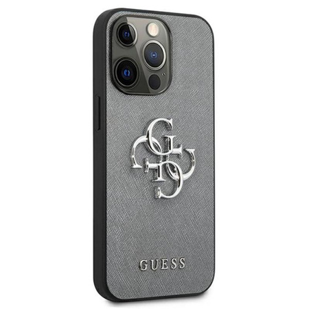 Guess Saffiano 4G Big Silver Logo - Etui iPhone 13 Pro (szary)