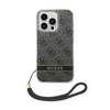 Guess 4G Print Cord - Etui ze smyczką iPhone 14 Pro Max (czarny)