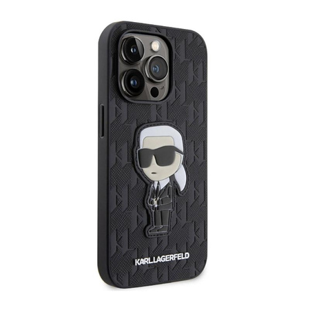 Karl Lagerfeld Saffiano Monogram NFT Ikonik - Etui iPhone 14 Pro Max (Czarny)