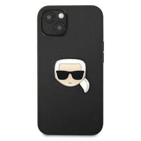 Karl Lagerfeld PU Leather Karl's Head Metal - Etui iPhone 13 (czarny)