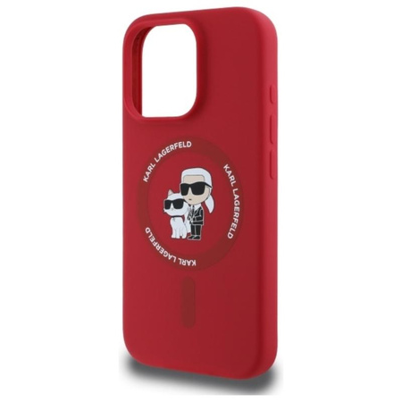 Karl Lagerfeld Silicone Karl & Choupette Ring MagSafe - Etui iPhone 16 Pro (czerwony)