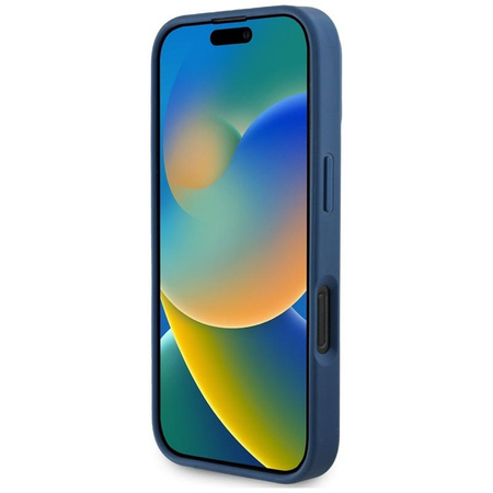 Guess Grained Printed Flower Pattern MagSafe - Etui do iPhone 16 Pro Max (niebieski)