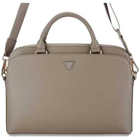 Guess Grained Zipper Pocket Triangle Logo - Torba na notebooka 15" (brązowy)