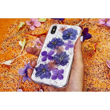 PURO Glam Hippie Chic Cover - Etui iPhone XR (prawdziwe płatki kwiatów zielone)