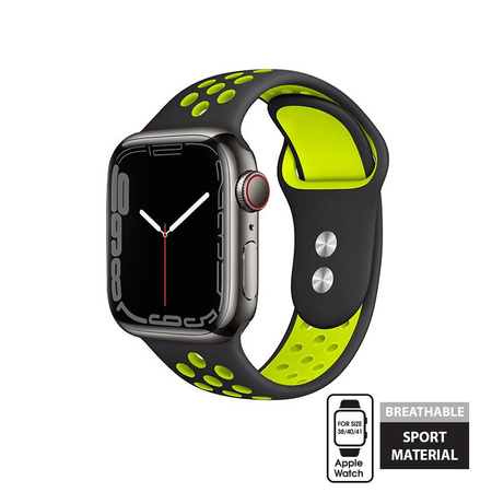 Crong Duo Sport - Pasek do Apple Watch 38/40/41/42 mm (czarny/limonkowy)