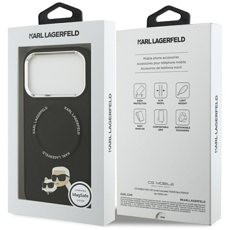 Karl Lagerfeld Karl & Choupette Pins MagSafe - Etui iPhone 17 Pro (czarny)