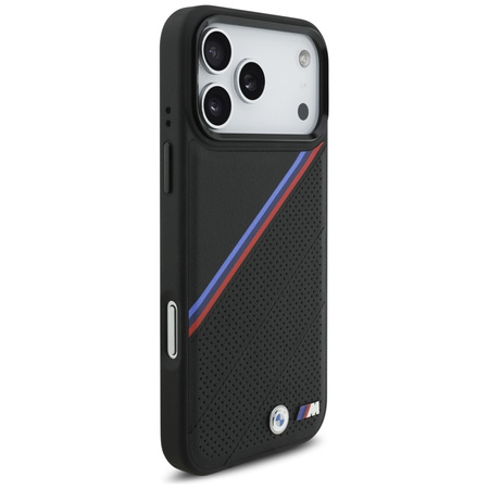 BMW M Tricolor Metal Logo MagSafe - Etui iPhone 17 Pro Max (czarny)