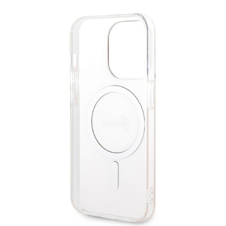 Guess Bundle Pack MagSafe 4G - Zestaw etui + ładowarka MagSafe iPhone 14 Pro Max (różowy/złoty)