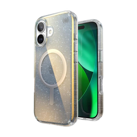 Speck Presidio Lux MagSafe - Etui iPhone 17 (Hyper Mirror Glitter / Silver Metallic)