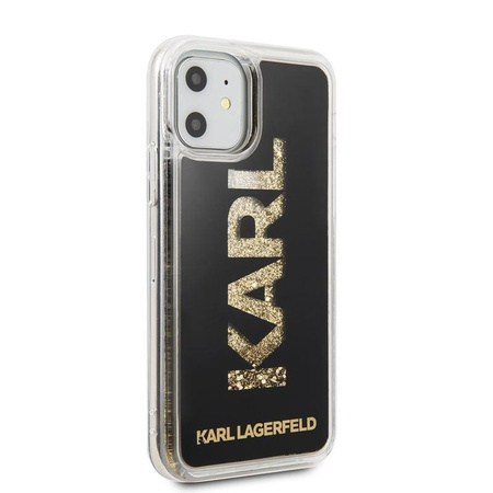 Karl Lagerfeld Logo Karl Liquid Glitter - Etui iPhone 11 (Black/Gold Glitter)
