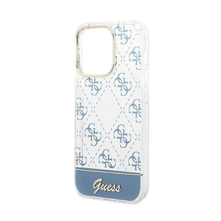 Guess 4G Stripe Script Logo Electroplated Pattern – Etui iPhone 14 Pro Max (niebieski)