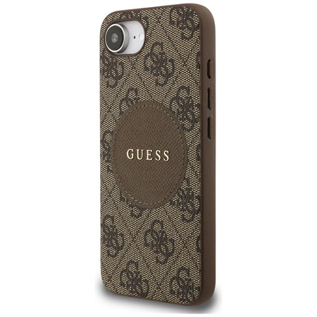 Guess 4G Circle Classic Logo MagSafe - Etui do iPhone 16e (brązowy)