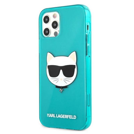 Karl Lagerfeld Choupette Head - Etui iPhone 12 / iPhone 12 Pro (fluo niebieski)