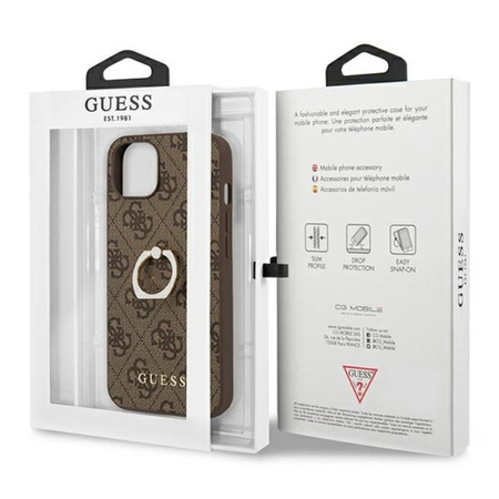 Guess 4G Ring Case - Etui iPhone 13 (brązowy)