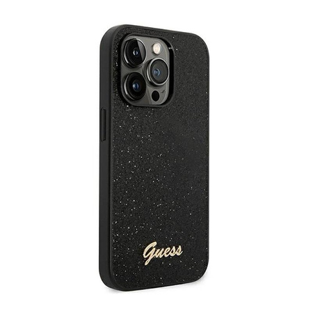 Guess Glitter Flakes Metal Logo Case – Etui iPhone 14 Pro (czarny)