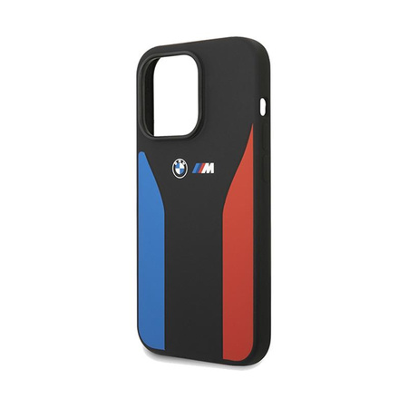 BMW Silicone Blue&Red Stripes M Collection - Etui iPhone 15 Pro Max (czarny)