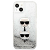Karl Lagerfeld Liquid Glitter Karl & Choupette Head - Etui iPhone 13 (srebrny)