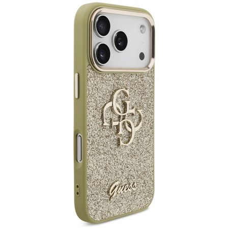 Guess Fixed Glitter Big 4G Metal Frame - Etui iPhone 17 Pro (złoty)