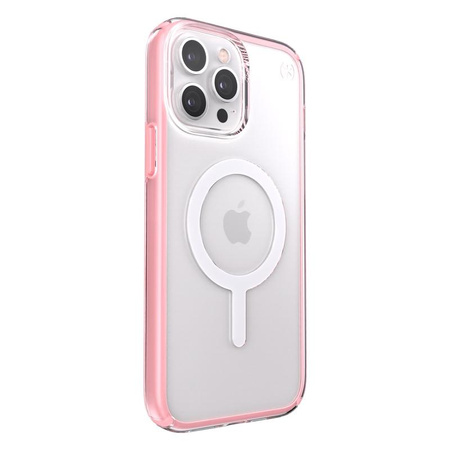 Speck Presidio Perfect-Clear with Impact Geometry + MagSafe - Etui iPhone 13 Pro Max z powłoką MICROBAN (Clear/Rosy Pink)