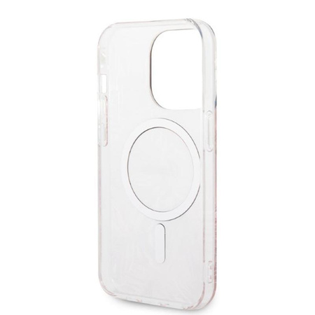 Guess Bundle Pack MagSafe IML Jungle - Zestaw etui + ładowarka MagSafe iPhone 14 Pro (różowy/złoty)