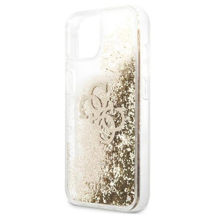 Guess Liquid Glitter 4G Big Logo - Etui iPhone 13 mini (złoty)