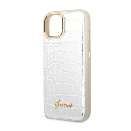 Guess Croco Collection – Etui iPhone 14 (srebrny)