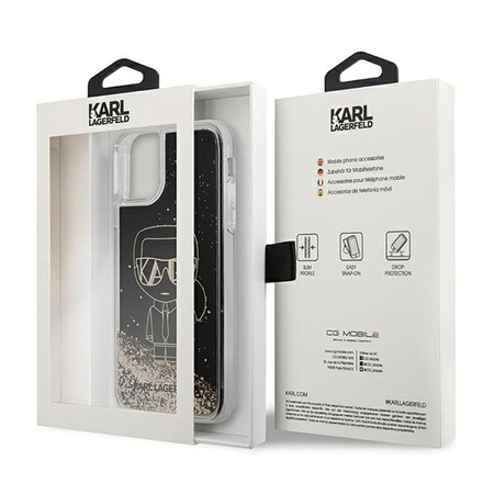 Karl Lagerfeld Liquid Glitter Gatsby - Etui iPhone 11 (czarny)