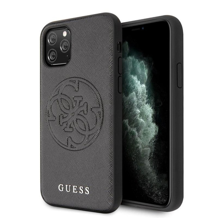 Guess Saffiano 4G Circle Logo - Etui iPhone 11 Pro (czarny)