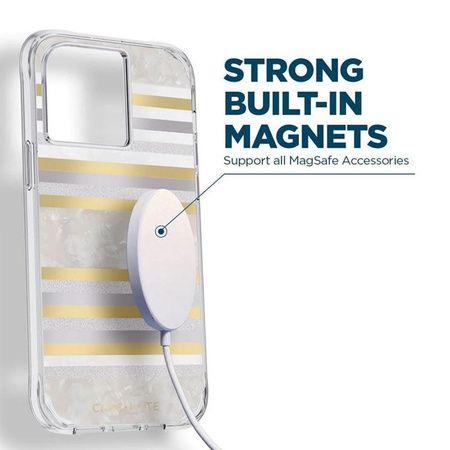 Case-Mate Pearl Stripes MagSafe - Etui iPhone 14 Pro zdobione masą perłową (Pearl Stripes)