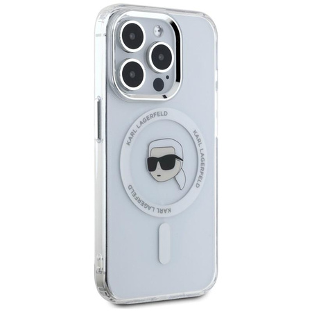 Karl Lagerfeld IML Metal Karl Head MagSafe - Etui do iPhone 15 Pro Max (biały)